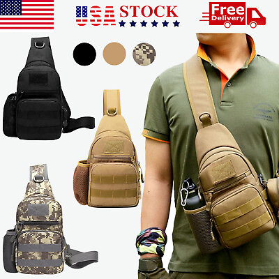 Men Outdoor Tactical Backpack Shoulder Sling Bag Chest Pack Sport Travel Hiking