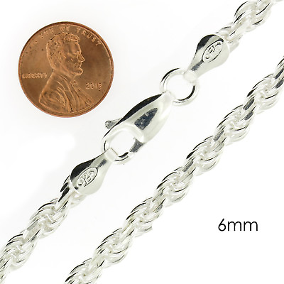 Real Solid Sterling Silver Diamond Cut Rope Chain Mens Boys Bracelet or Necklace $184.99