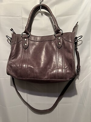 #ad Frye Melissa Satchel Bag Carryall Handbag Italian Leather Amethyst Purple Nice