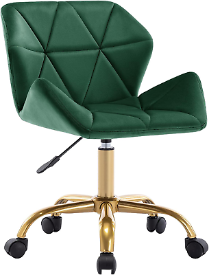 #ad Cute Home Office Chair Velvet Swivel Desk Chair Armless Hydraulic Rolling Compu
