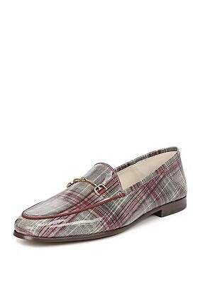 #ad Sam Edelman Loraine Red Patent Plaid Dress Slip On Rounded Toe Leather Loafers