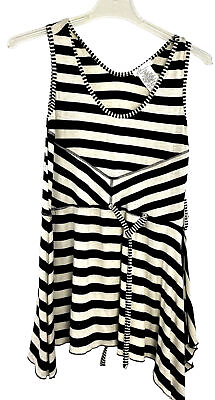 #ad Zoe Sleeveless Striped Mini Short Dress Women#x27;s Size S black Cream Rayon