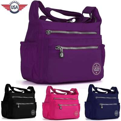 #ad Lady Women Casual Practical Multi Zip Pocket Travel Shoulder Cross Body Hand Bag