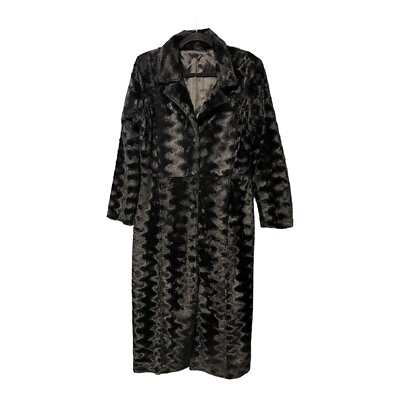 #ad Long Faux Mink Fur Coat In Black Size Small medium