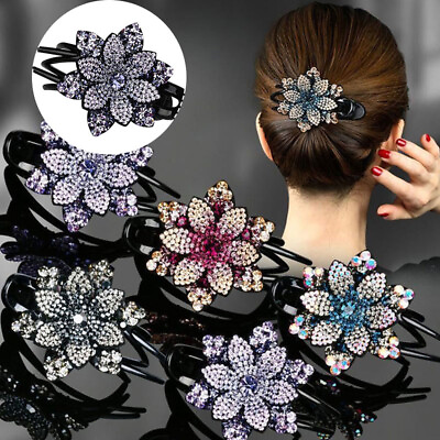 #ad Fashion Women Rhinestone Flower Duckbill Hair Claws Hair Clip Accessories#