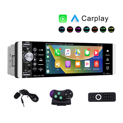 #ad Single 1 Din Apple Android Carplay Car Stereo Radio Bluetooth Touch AM RDS 5.1quot;