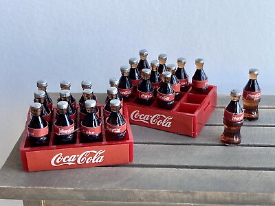 #ad 1:12 Dollhouse Miniature 12 Bottle with Tray set Soda Beverage Drink Coke Cola