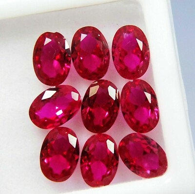 #ad 9 pcs Natural Red Ruby Loose Gemstone CERTIFIED Oval Shape 7x5 mm Lot