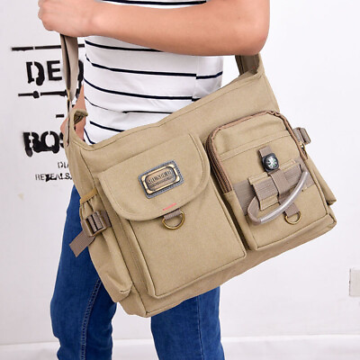 #ad Messenger Bag Outdoor Canvas Satchel Crossbody Shoulder Backpack Handbag Bookbag