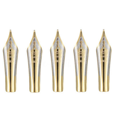 #ad 5pcs Fountain Pen Nibs 0.5mm Medium Fine Nib Iridium Tip Gold