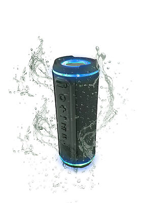 #ad 360 Degree Sound Waterproof IPX4 Bluetooth Speaker Passive Bass RadiatorsBlack