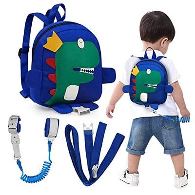 #ad Toddler Harness Backpack with Leash 4 in 1 Kid Dinosaur Backpacks with Blue