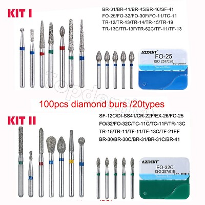 #ad 100pcs Dental Diamond Polishing Burs FG 1.6mm for High Speed Handpiece 20types