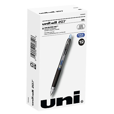 #ad uni ball 207 Retractable Gel Pens Ultra Micro Point Blue Ink 1027468