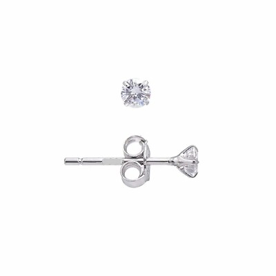 #ad 2mm Genuine Round Diamond Stud Earrings in 14k White gold Butterfly backings