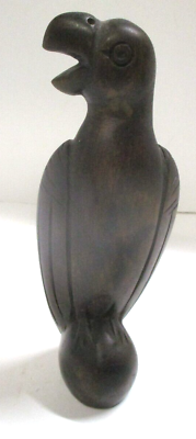 #ad Vintage Carved Wood Bird Parrot Sculpture