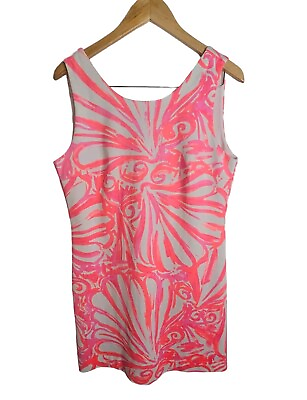 #ad Lilly Pulitzer Callie Shift Dress Pink Sun Ray Shimmy Shimmy Womens Size Medium