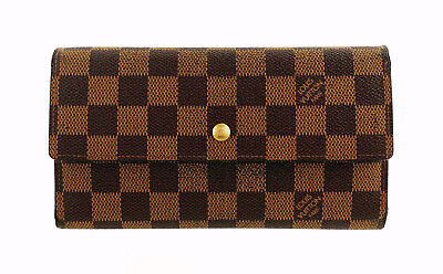 #ad Authentic LOUIS VUITTON Damier Canvas Leather International Long Clutch Wallet