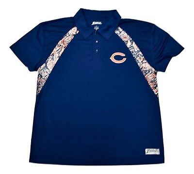 #ad Zubaz Mens NFL Chicago Bears Football Polo Shirt New L