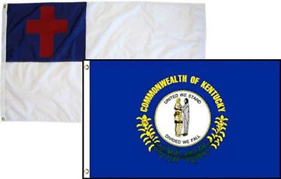 #ad 2x3 Christian Christ amp; State Kentucky 2 Pack Flag Wholesale Combo 2#x27;x3#x27;