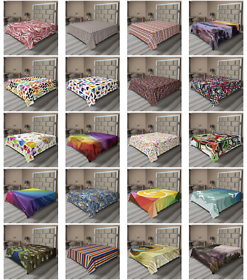 #ad Ambesonne Colorful Theme Flat Sheet Top Sheet Decorative Bedding 6 Sizes