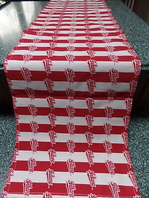 #ad NCAA Indiana Hoosiers Red White Stripe Handmade Table Runner Unlined 41quot; x 12quot;