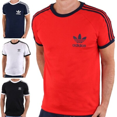 #ad Adidas Men#x27;s Original Short Sleeve 3 Stripe Essential California T Shirt