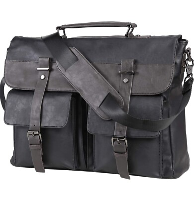 High End Black Leather Briefcase Satchel For Businessmen Laptop Messenger Bag $69.95