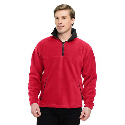 #ad NWOT 3X Big and Tall Red Quarter Zip 1 4 ZiSoft Fleece Jacket Sweater Sweatshirt
