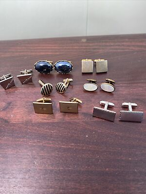#ad Lot 7 Pair Vintage Men’s Cuff Links Gold Silver Tone Swank Others