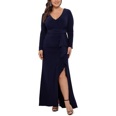 #ad Betsy amp; Adam Womens Knit V Neck Formal Evening Dress Gown Plus BHFO 5578
