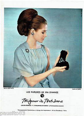 #ad PUBLICITE ADVERTISING 115 1963 les BIJOUX DE BOHEME parures robe JEAN PATOU