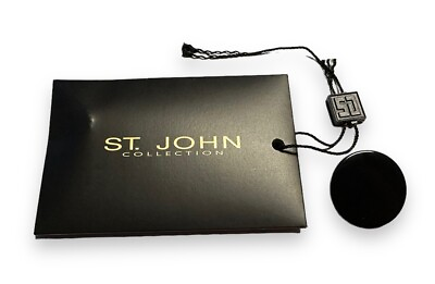 #ad St John Replacement Button Black Shiny Solid Shank 1” Glossy w Envelope Tag
