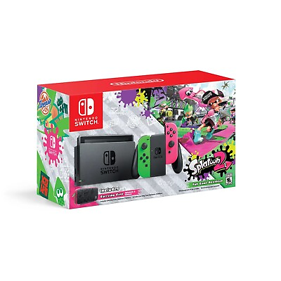 #ad Nintendo Switch Hardware With Neon Green Neon Pink Joy Cons