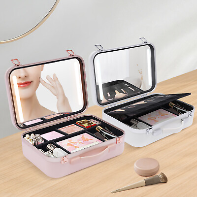#ad LED Makeup Bag Professional Portable Makeup Case Large Travel Cosmetic Organizer