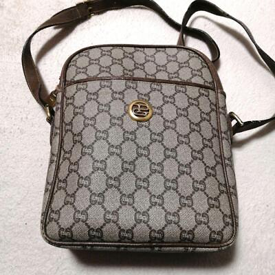 #ad GUCCI Shoulder Bag Crossbody bag Brown Pouch GG PVC Leather Authentic