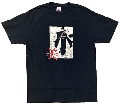 #ad Japanese Geisha Art Black Kimono T shirt Size Large Black 100% Cotton Very Good