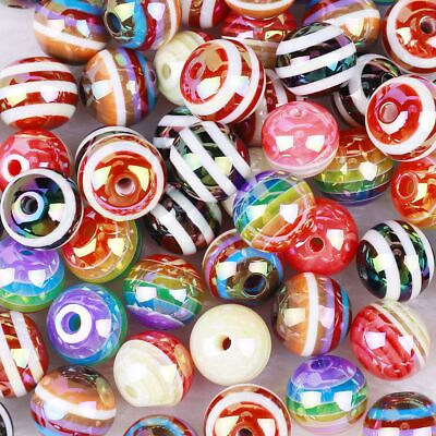 #ad Acrylic Stripe Beads AB Color 16mm Bracelet Necklace Bead Jewelry Making Accesso
