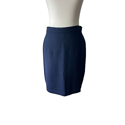 #ad ST JOHN Vintage Marie Gray Navy Blue Knit Skirt Size 4