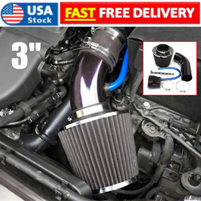 #ad US Cold Air Intake Filter Induction Pipe Power Flow Hose System Car Accessories