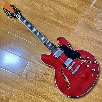 #ad red Jazz Electric Guitar 335 Semi hollow 6 strings