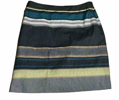 #ad NWT Hugo Boss Woven Stripe Fantasy Gray Green Pencil Skirt Size US 14 Wool Blend