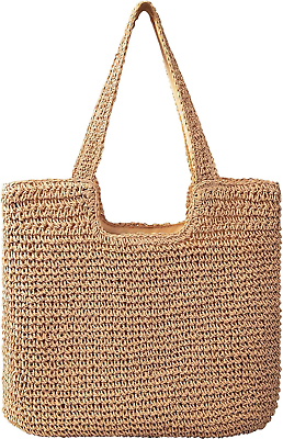 #ad Straw Beach Bags for Women Women Beach Handmade Woven Tote Bag Summer Mesh Ho