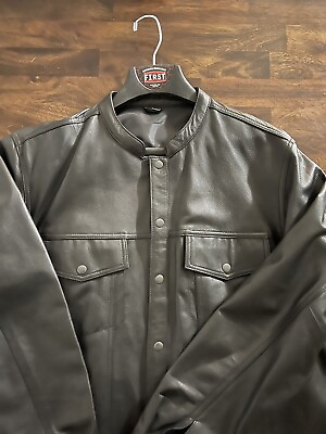 #ad First Mfg Co Men#x27;s Motorcycle Leather Shirt Jacket Vigilante FIM404ES