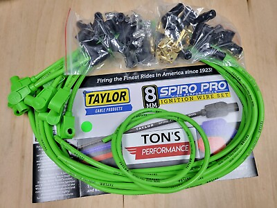 #ad Taylor Cable 78551 8mm Spiro Pro Universal Spark Plug Wire Set Lime 90 Degree