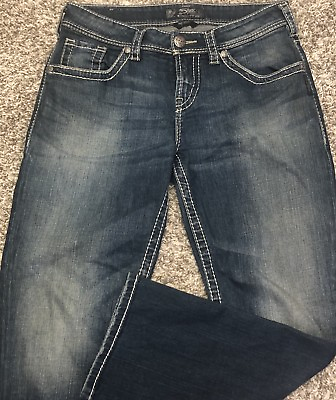 #ad Silver Jeans Natsuki Capri Size W 29 Medium Wash Thick Stitching Cropped Stretch