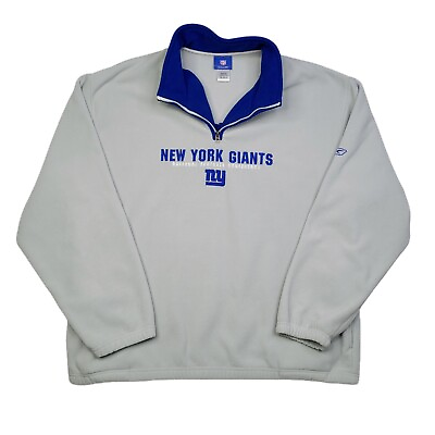 #ad VINTAGE New York Giants Mens Reebok XXL 2XL Grey Fleece Quarter 1 4 Zip