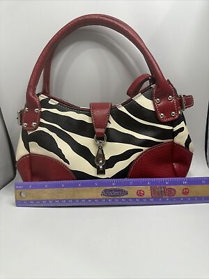 #ad Zebra Print Purse New Faux Red Leather Nice Size Nice Look. 2 P. KM