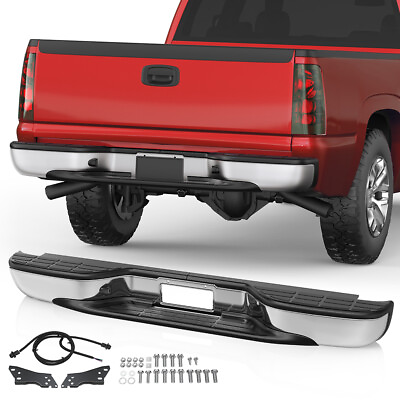 #ad Chrome Rear Bumper Assembly For 99 06 Chevy Silverado GMC Sierra 1500 99 04 2500