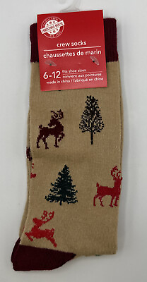 #ad Mens REINDEER and Trees Crew Socks Shoe Sizes 6 12 Christmas